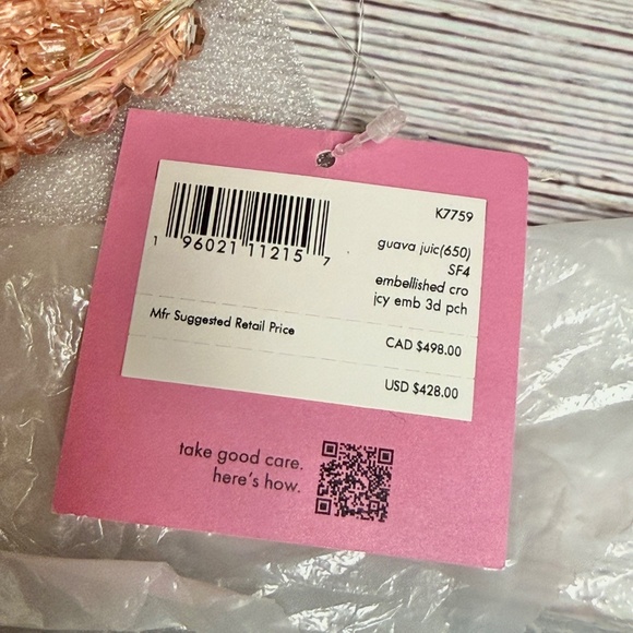 Kate Spade Bellini Embellished Crochet 3d Peach Crossbody - Picture 10 of 10